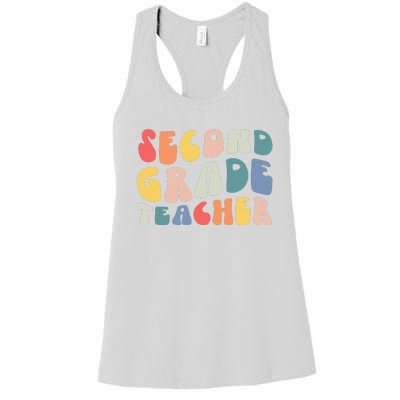 Groovy Vintage 2nd Second Grade Teacher Back To School Gifts Women's Racerback Tank