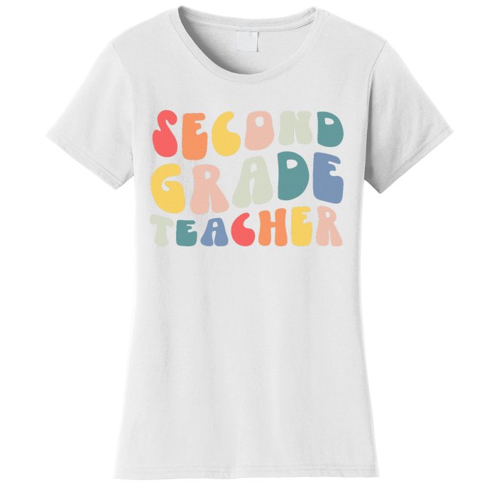 Groovy Vintage 2nd Second Grade Teacher Back To School Gifts Women's T-Shirt