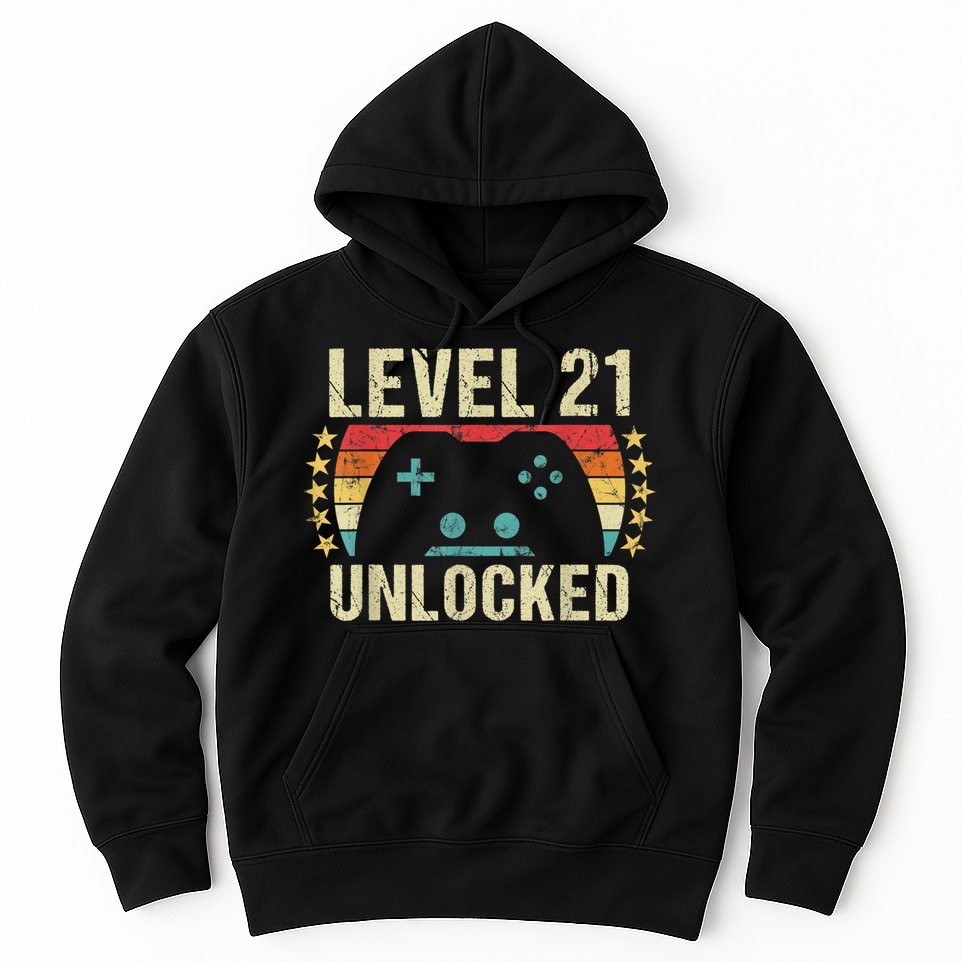 Gaming Vintage 21st Birthday Gift 21 Year Old Boy Girl Gamer Hoodie