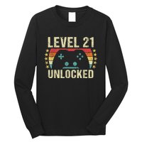 Gaming Vintage 21st Birthday Gift 21 Year Old Boy Girl Gamer Long Sleeve Shirt