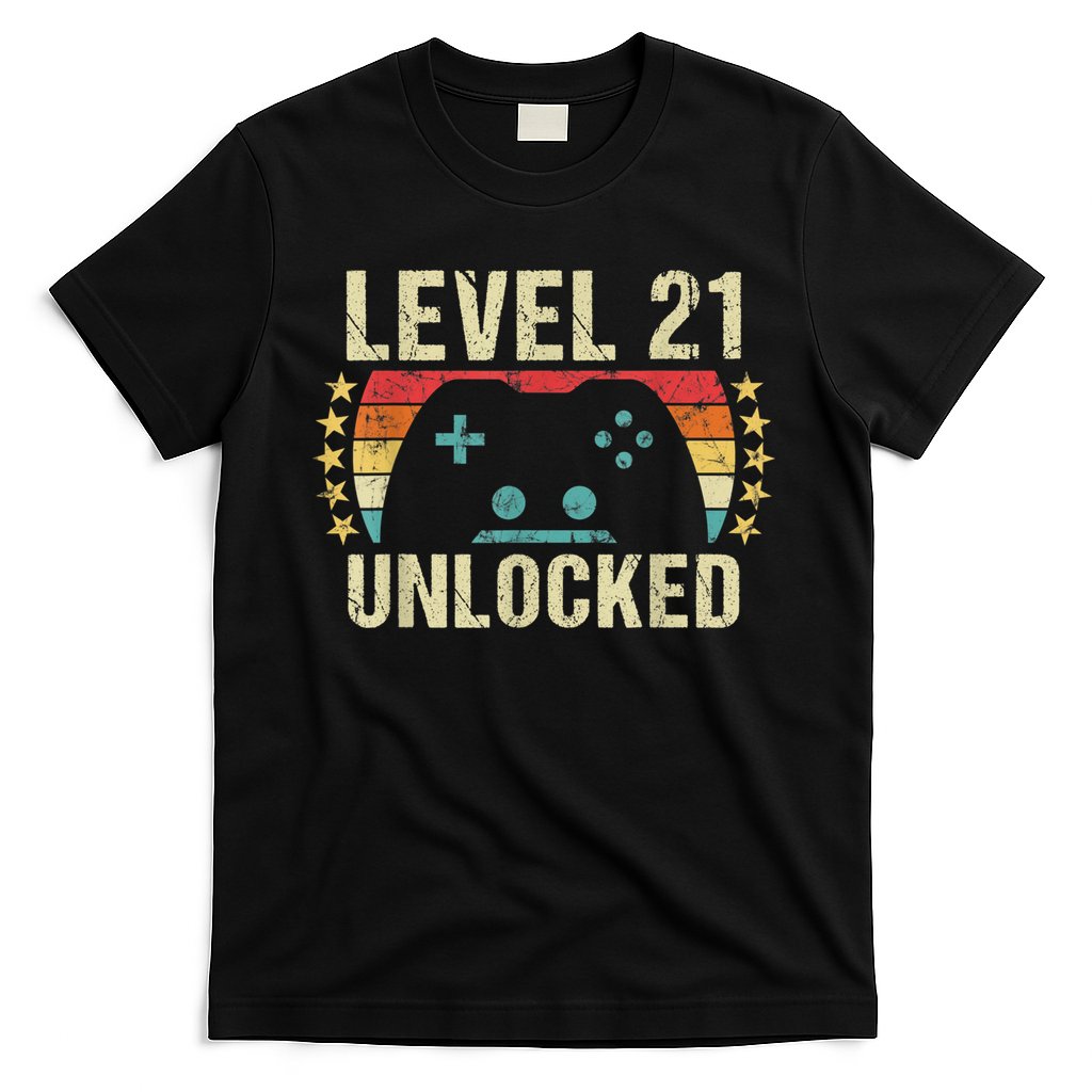 Gaming Vintage 21st Birthday Gift 21 Year Old Boy Girl Gamer T-Shirt