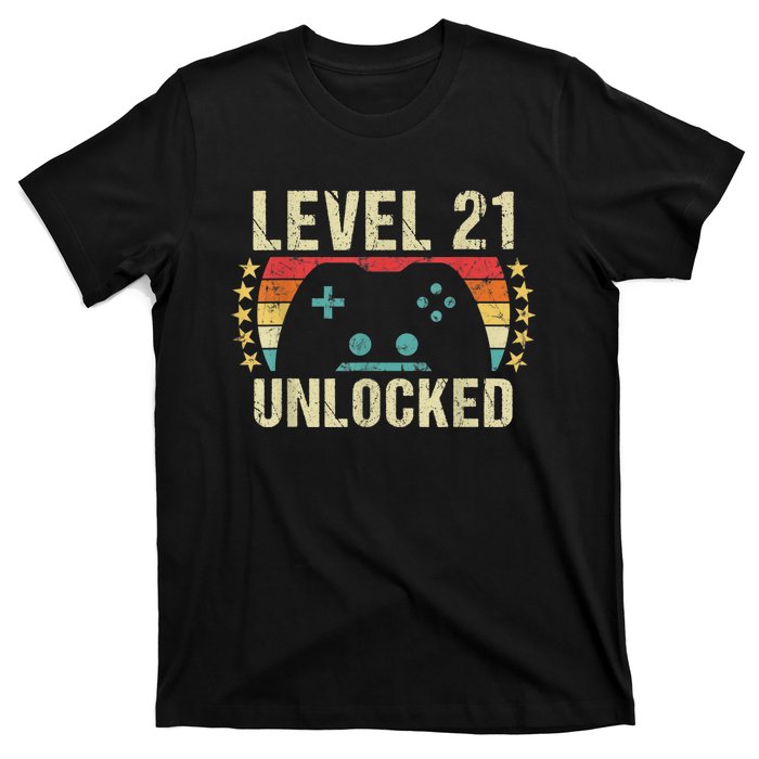 Gaming Vintage 21st Birthday Gift 21 Year Old Boy Girl Gamer T-Shirt