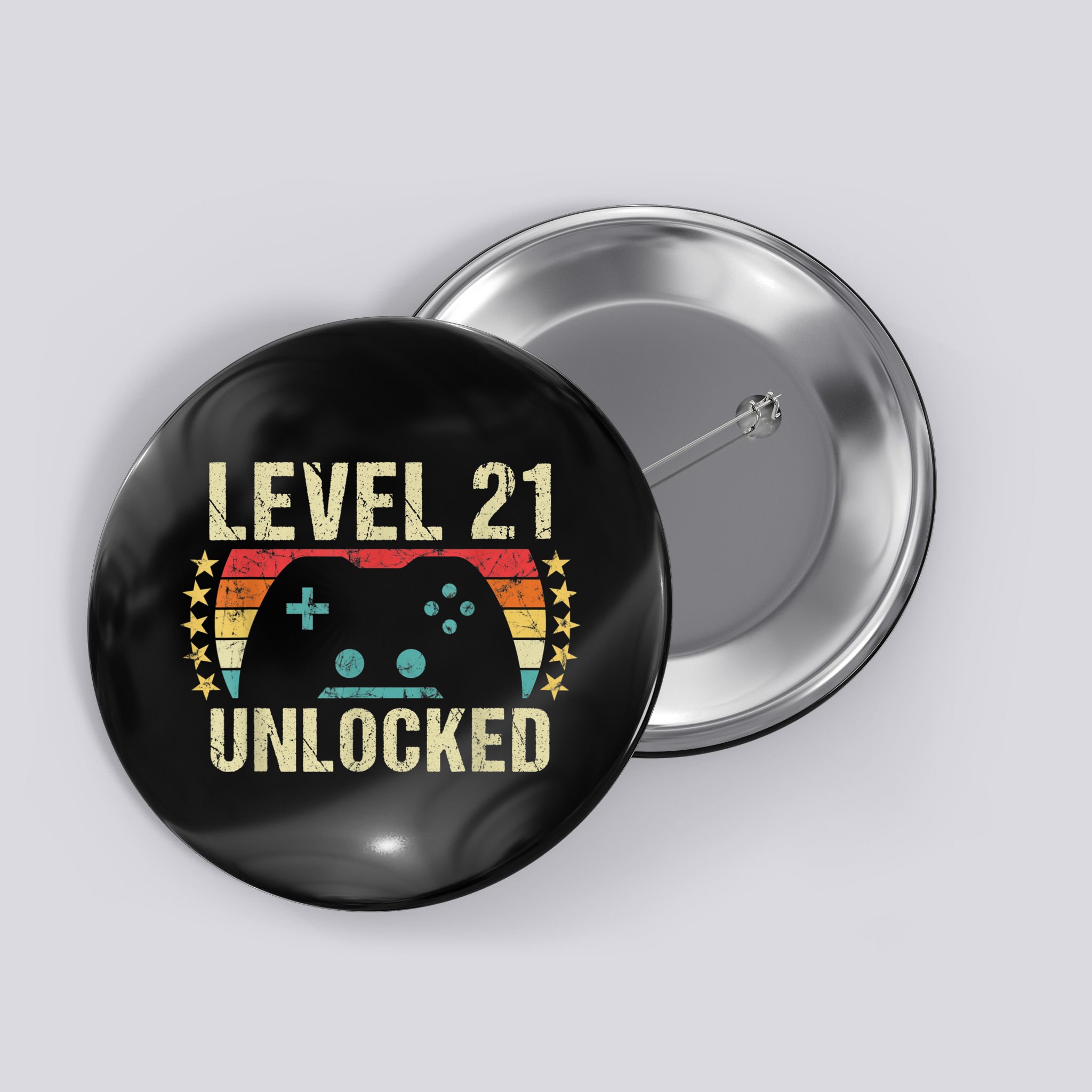 Gaming Vintage 21st Birthday Gift 21 Year Old Boy Girl Gamer Button