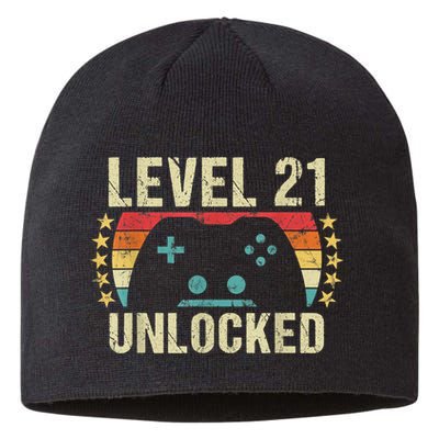 Gaming Vintage 21st Birthday Gift 21 Year Old Boy Girl Gamer Sustainable Beanie