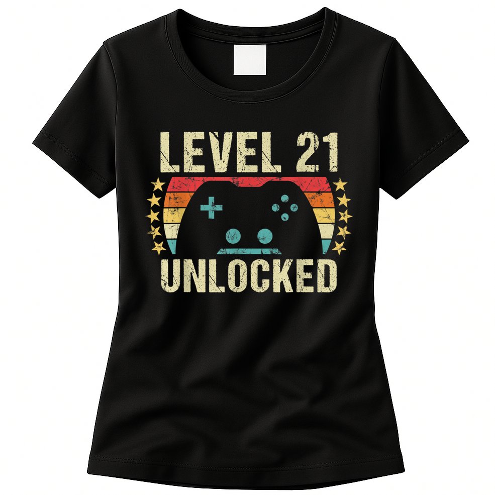 Gaming Vintage 21st Birthday Gift 21 Year Old Boy Girl Gamer Womens T-Shirt