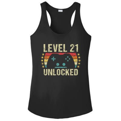 Gaming Vintage 21st Birthday Gift 21 Year Old Gamer Ladies PosiCharge Competitor Racerback Tank