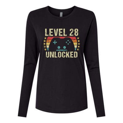 Gaming Vintage 28th Birthday Gift 28 Year Old Gamer Womens Cotton Relaxed Long Sleeve T-Shirt