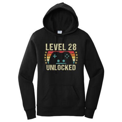 Gaming Vintage 28th Birthday Gift 28 Year Old Gamer Women's Pullover Hoodie