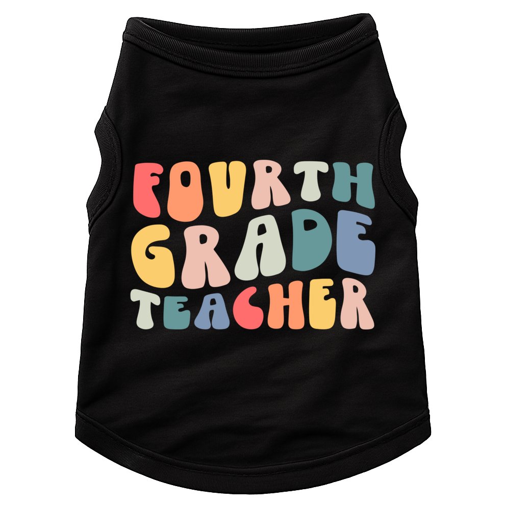 Groovy Vintage 4th Fourth Grade Teacher Back To School Doggie Tank