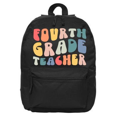 Groovy Vintage 4th Fourth Grade Teacher Back To School 16 in Basic Backpack