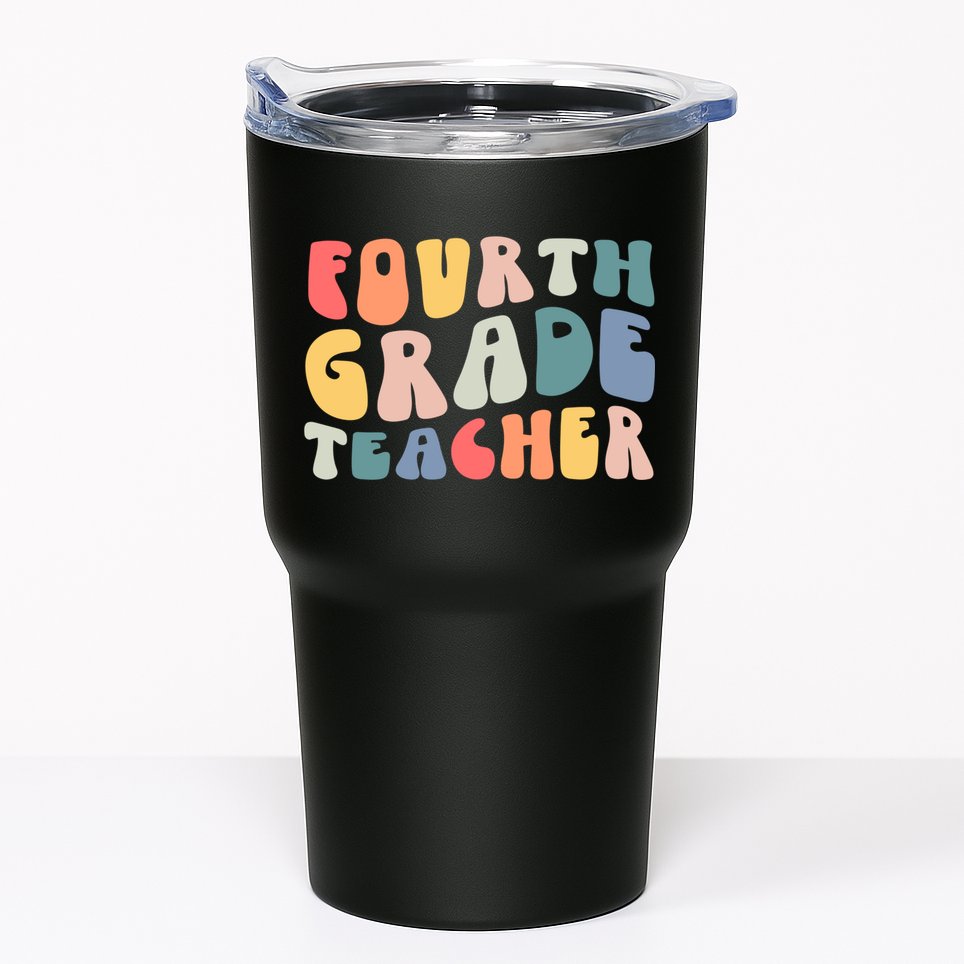 Groovy Vintage 4th Fourth Grade Teacher Back To School Tumbler