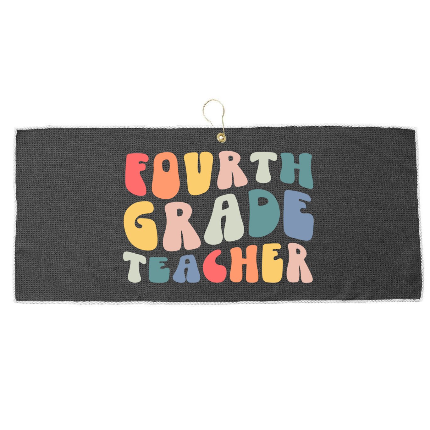 Groovy Vintage 4th Fourth Grade Teacher Back To School Large Microfiber Waffle Golf Towel