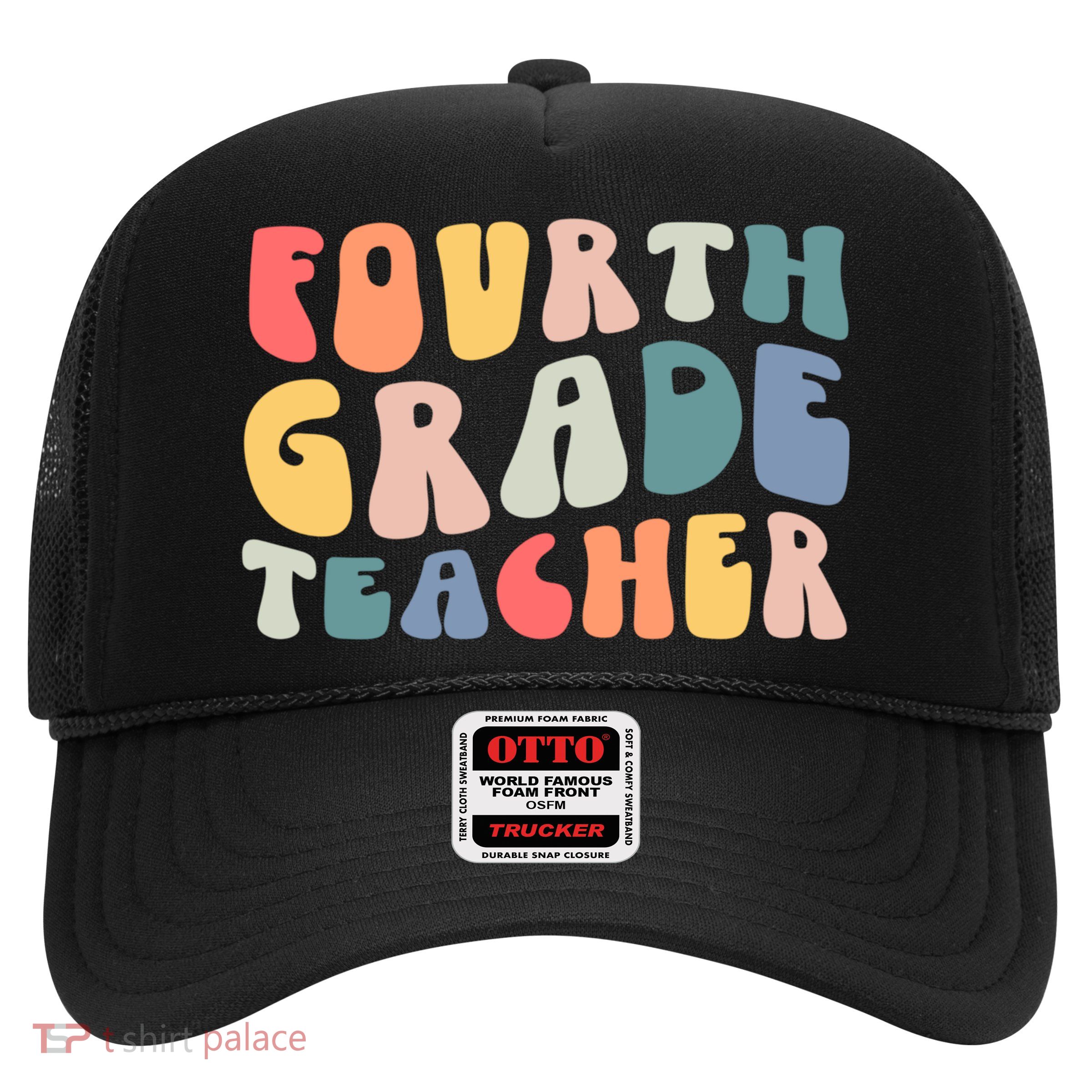 Groovy Vintage 4th Fourth Grade Teacher Back To School Trucker Hat