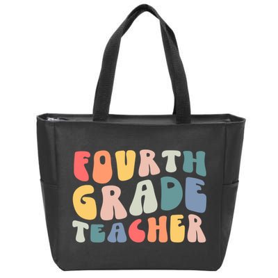 Groovy Vintage 4th Fourth Grade Teacher Back To School Zip Tote Bag