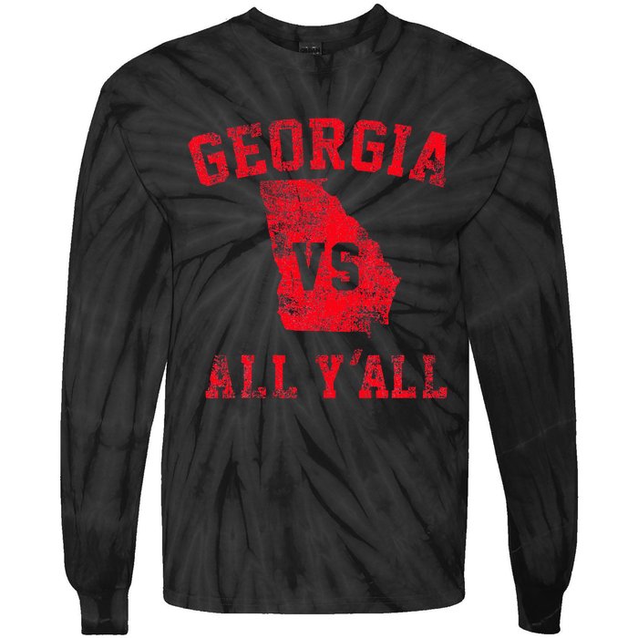 Georgia Vs All Yall For YAll Funny Georgia Tie-Dye Long Sleeve Shirt