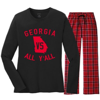 Georgia Vs All Y'all Funny Georgia Women's Long Sleeve Flannel Pajama Set 