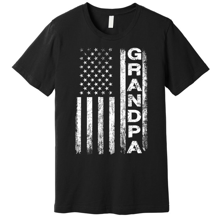 Grandpa Vintage American Flag FatherS Day 4th Of July Papa Premium T-Shirt