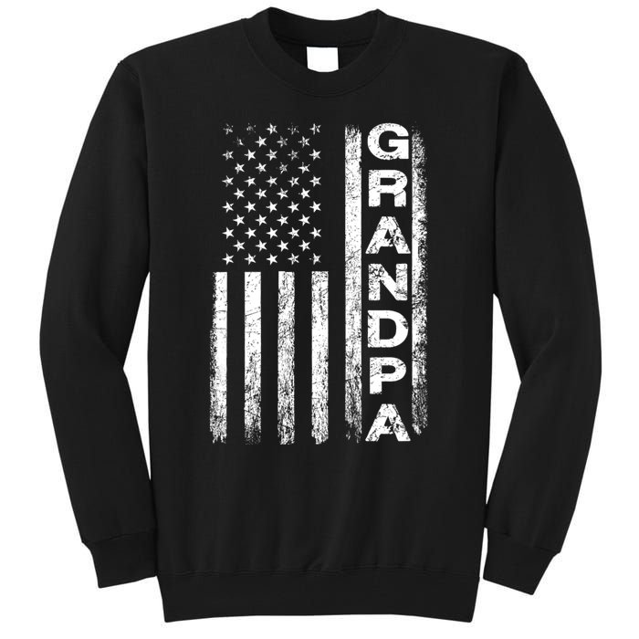 Grandpa Vintage American Flag FatherS Day 4th Of July Papa Tall Sweatshirt