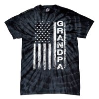 Grandpa Vintage American Flag FatherS Day 4th Of July Papa Tie-Dye T-Shirt