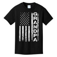 Grandpa Vintage American Flag FatherS Day 4th Of July Papa Kids T-Shirt