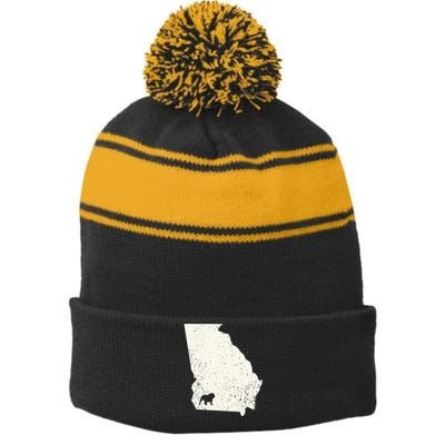 Georgia vs All Yall Retro Vintage Stripe Pom Pom Beanie