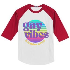 Gay Vibes And Lesbian Wives Lgbt Lgbtq Pride Month Kids Colorblock Raglan Jersey