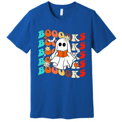 Groovy Vintage Boooks Ghost Halloween Teacher Book Reading Great Gift Premium T-Shirt