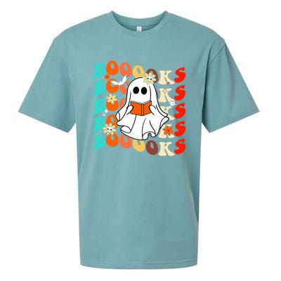 Groovy Vintage Boooks Ghost Halloween Teacher Book Reading Great Gift Sueded Cloud Jersey T-Shirt