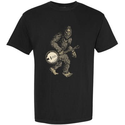 Grassquatch! Vintage Bigfoot & Bluegrass Banjo Music Garment-Dyed Heavyweight T-Shirt