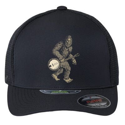 Grassquatch! Vintage Bigfoot & Bluegrass Banjo Music Flexfit Unipanel Trucker Cap