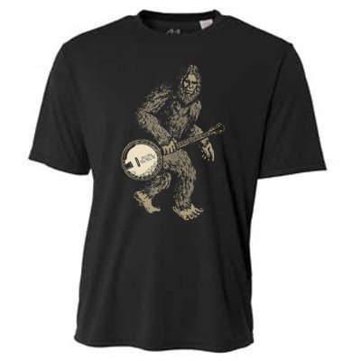 Grassquatch! Vintage Bigfoot & Bluegrass Banjo Music Cooling Performance Crew T-Shirt