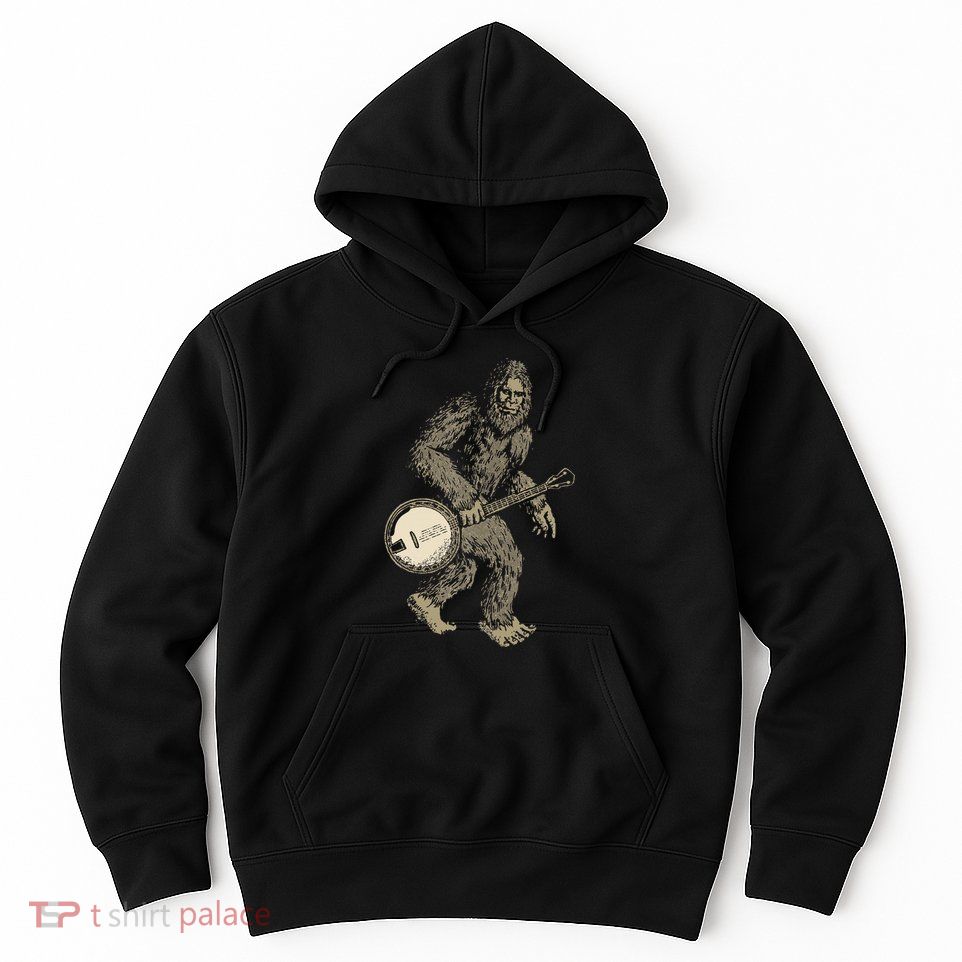 Grassquatch! Vintage Bigfoot & Bluegrass Banjo Music Hoodie