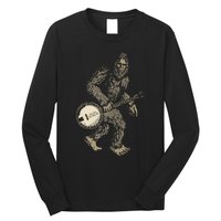 Grassquatch! Vintage Bigfoot & Bluegrass Banjo Music Long Sleeve Shirt