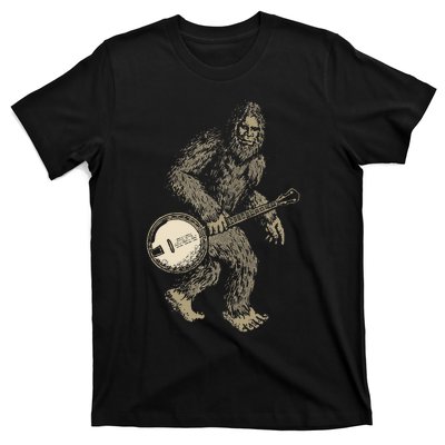 Grassquatch! Vintage Bigfoot & Bluegrass Banjo Music T-Shirt