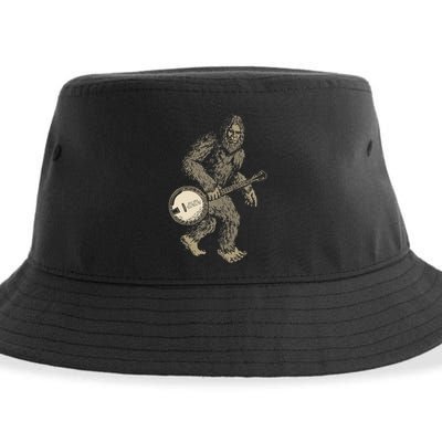 Grassquatch! Vintage Bigfoot & Bluegrass Banjo Music Sustainable Bucket Hat