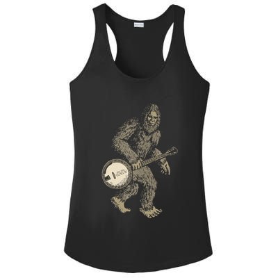 Grassquatch! Vintage Bigfoot & Bluegrass Banjo Music Ladies PosiCharge Competitor Racerback Tank