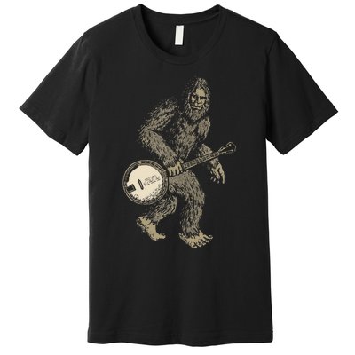 Grassquatch! Vintage Bigfoot & Bluegrass Banjo Music Premium T-Shirt