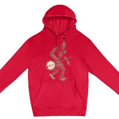 Grassquatch! Vintage Bigfoot & Bluegrass Banjo Music Premium Pullover Hoodie