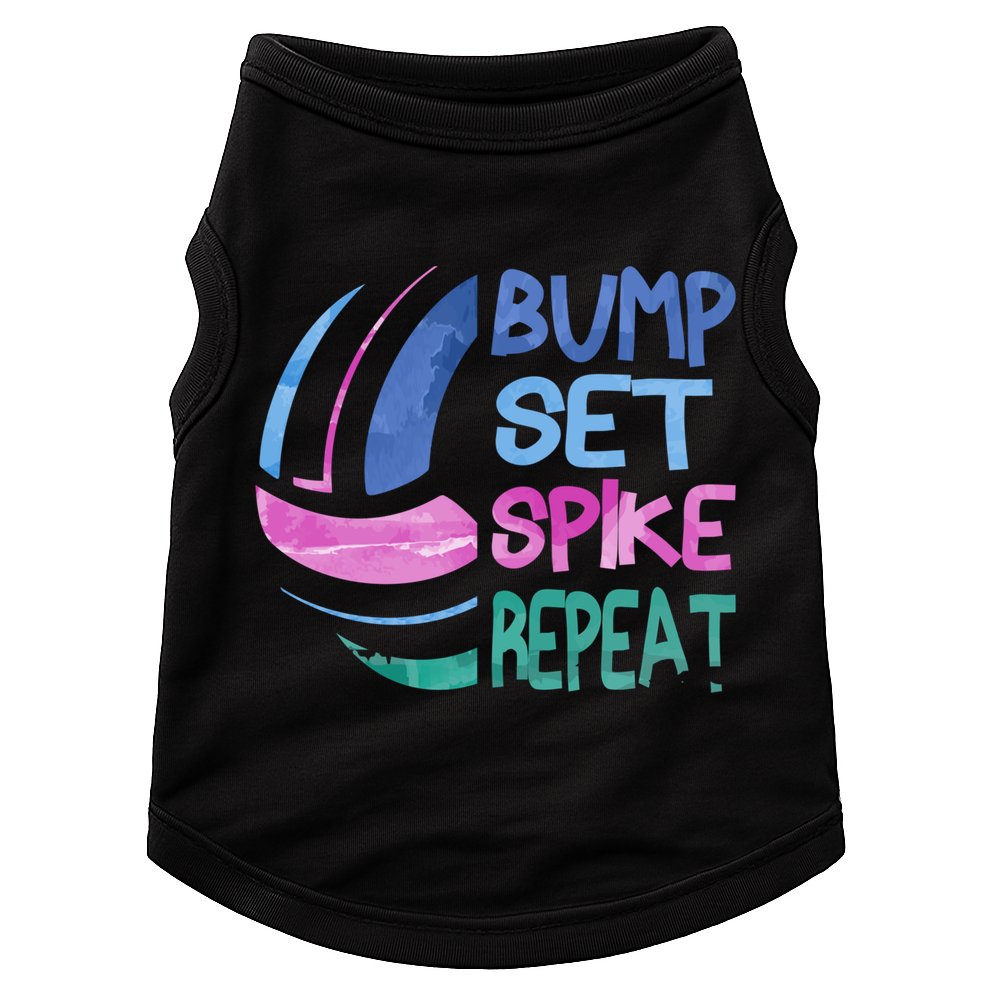 Girls Volleyball Bump Set Spike Repeat Blue Purple Teen Funny Gift Doggie Tank