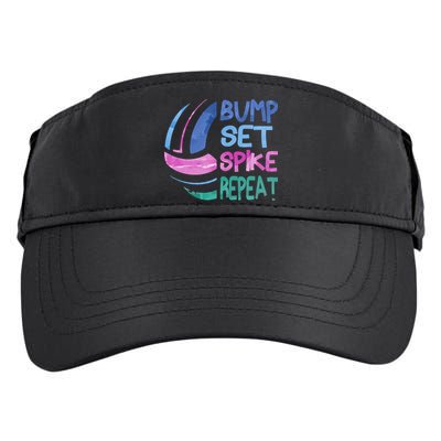 Girls Volleyball Bump Set Spike Repeat Blue Purple Teen Funny Gift Adult Drive Performance Visor