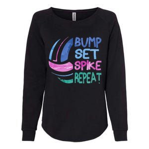 Girls Volleyball Bump Set Spike Repeat Blue Purple Teen Funny Gift Womens California Wash Sweatshirt