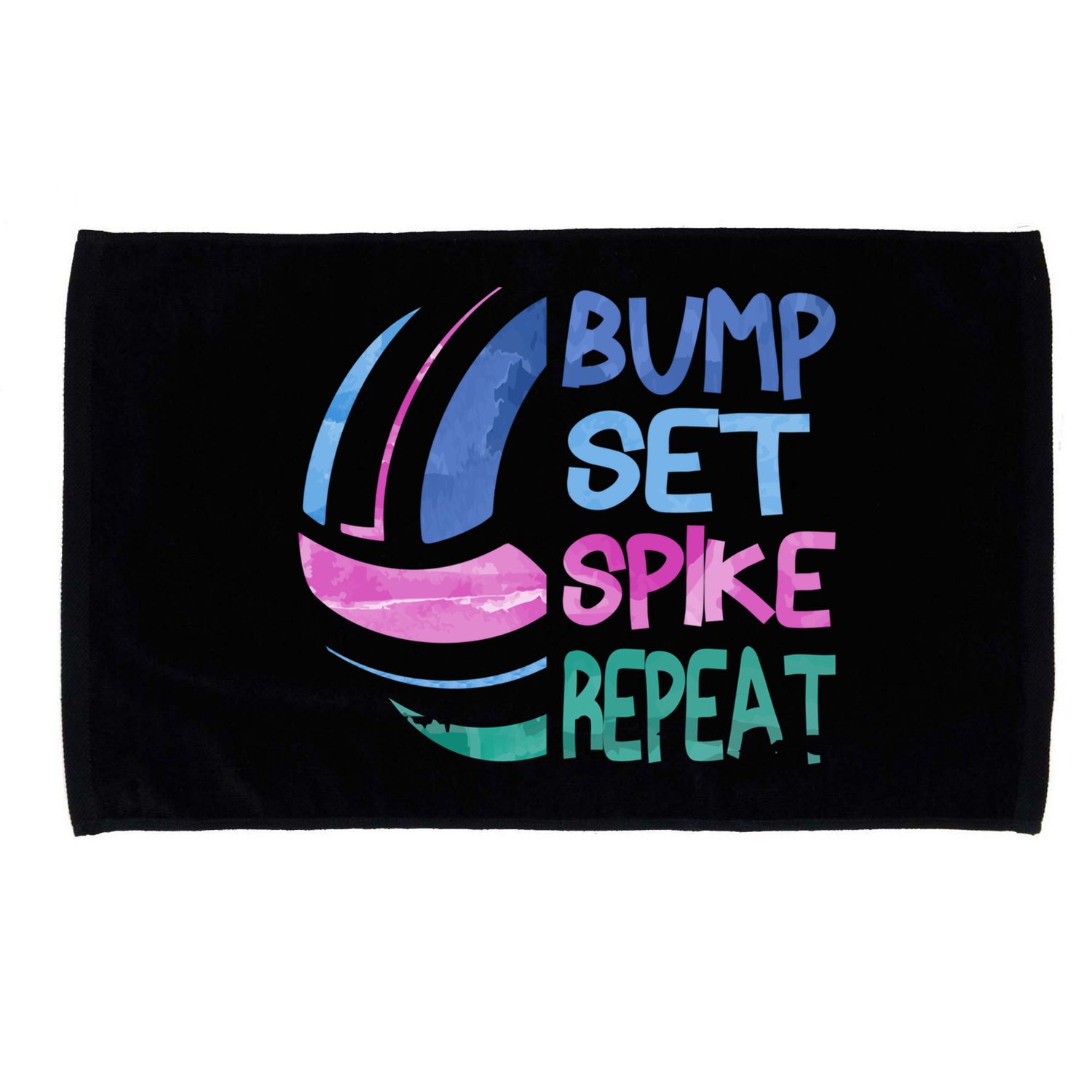 Girls Volleyball Bump Set Spike Repeat Blue Purple Teen Funny Gift Microfiber Hand Towel