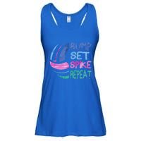 Girls Volleyball Bump Set Spike Repeat Blue Purple Teen Funny Gift Ladies Essential Flowy Tank