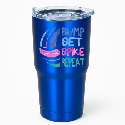 Girls Volleyball Bump Set Spike Repeat Blue Purple Teen Funny Gift Tumbler