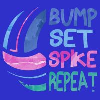 Girls Volleyball Bump Set Spike Repeat Blue Purple Teen Funny Gift Kids T-Shirt
