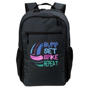 Girls Volleyball Bump Set Spike Repeat Blue Purple Teen Funny Gift Daily Commute Backpack