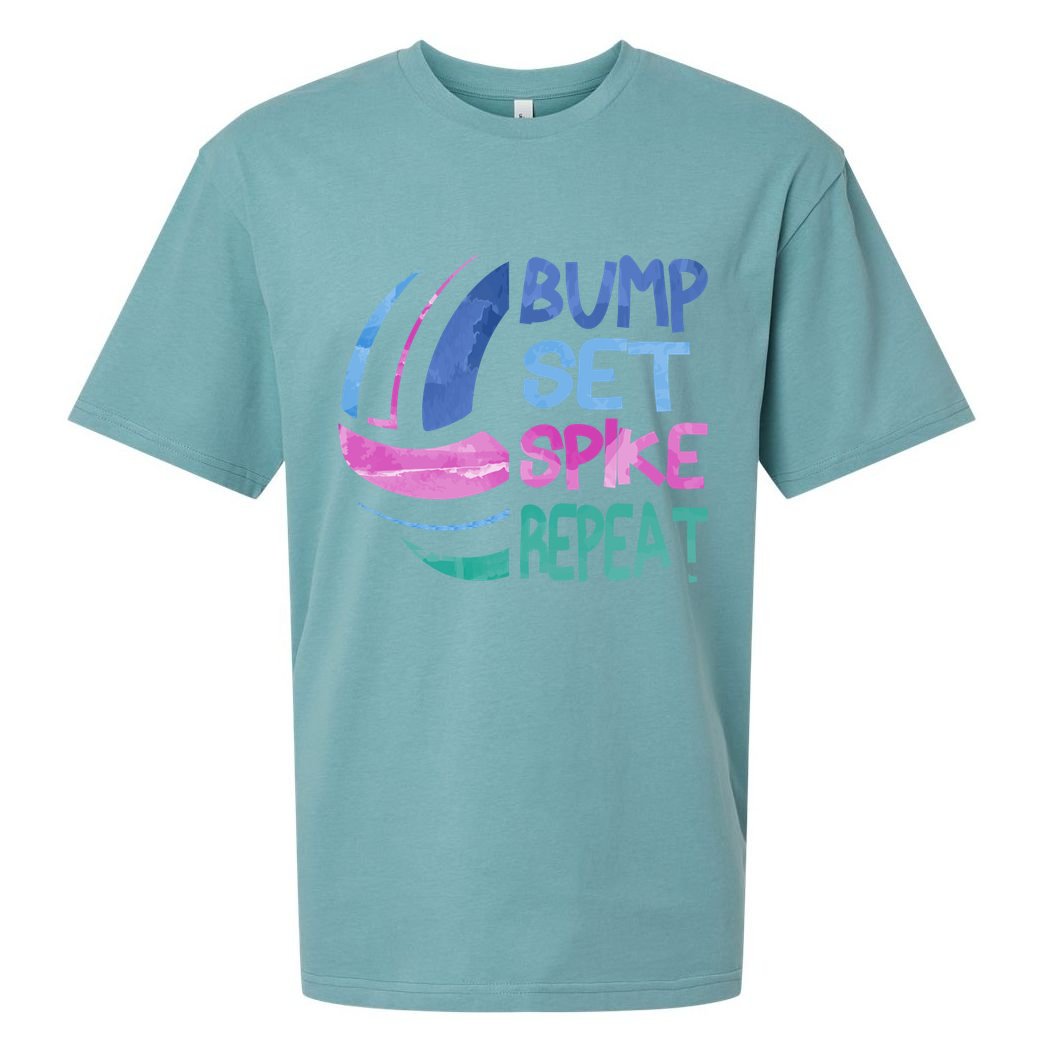 Girls Volleyball Bump Set Spike Repeat Blue Purple Teen Funny Gift Sueded Cloud Jersey T-Shirt