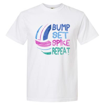 Girls Volleyball Bump Set Spike Repeat Blue Purple Teen Funny Gift Garment-Dyed Heavyweight T-Shirt