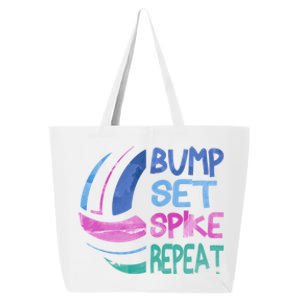 Girls Volleyball Bump Set Spike Repeat Blue Purple Teen Funny Gift 25L Jumbo Tote