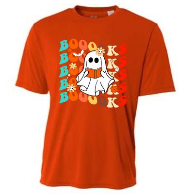 Groovy Vintage Boooks Ghost Halloween Teacher Book Reading Cool Gift Cooling Performance Crew T-Shirt